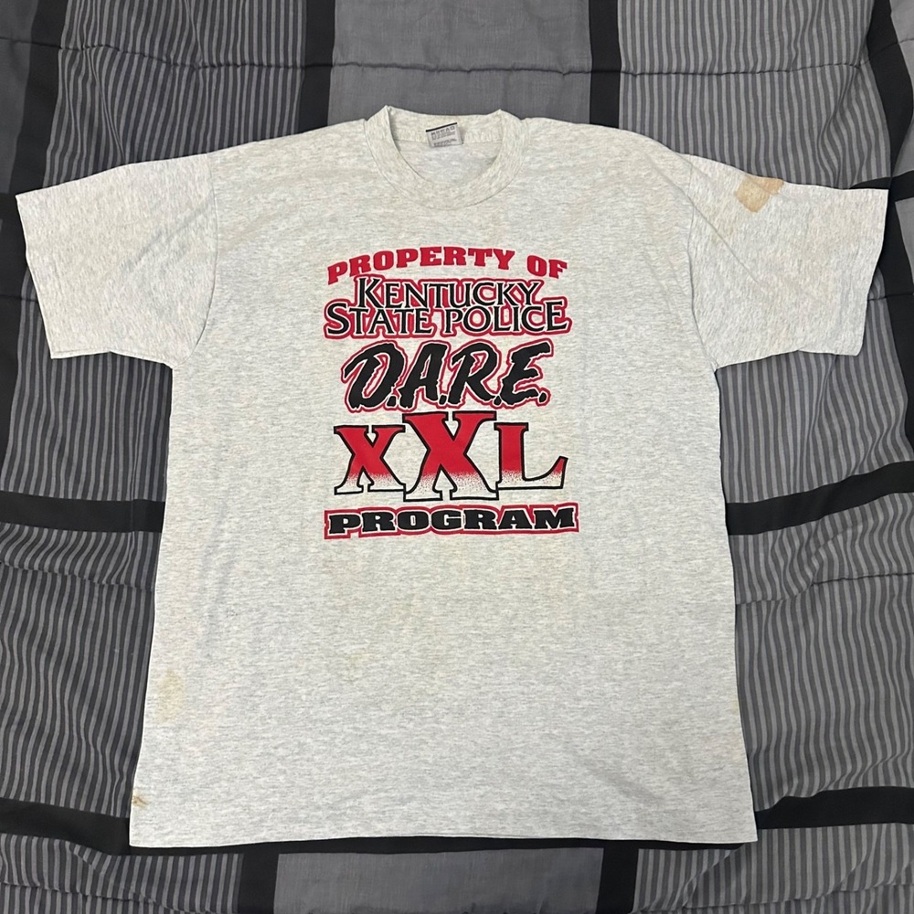 Vintage Dare XXL Program Shirt 90s Size Large Gray Kentucky State Police USAMade